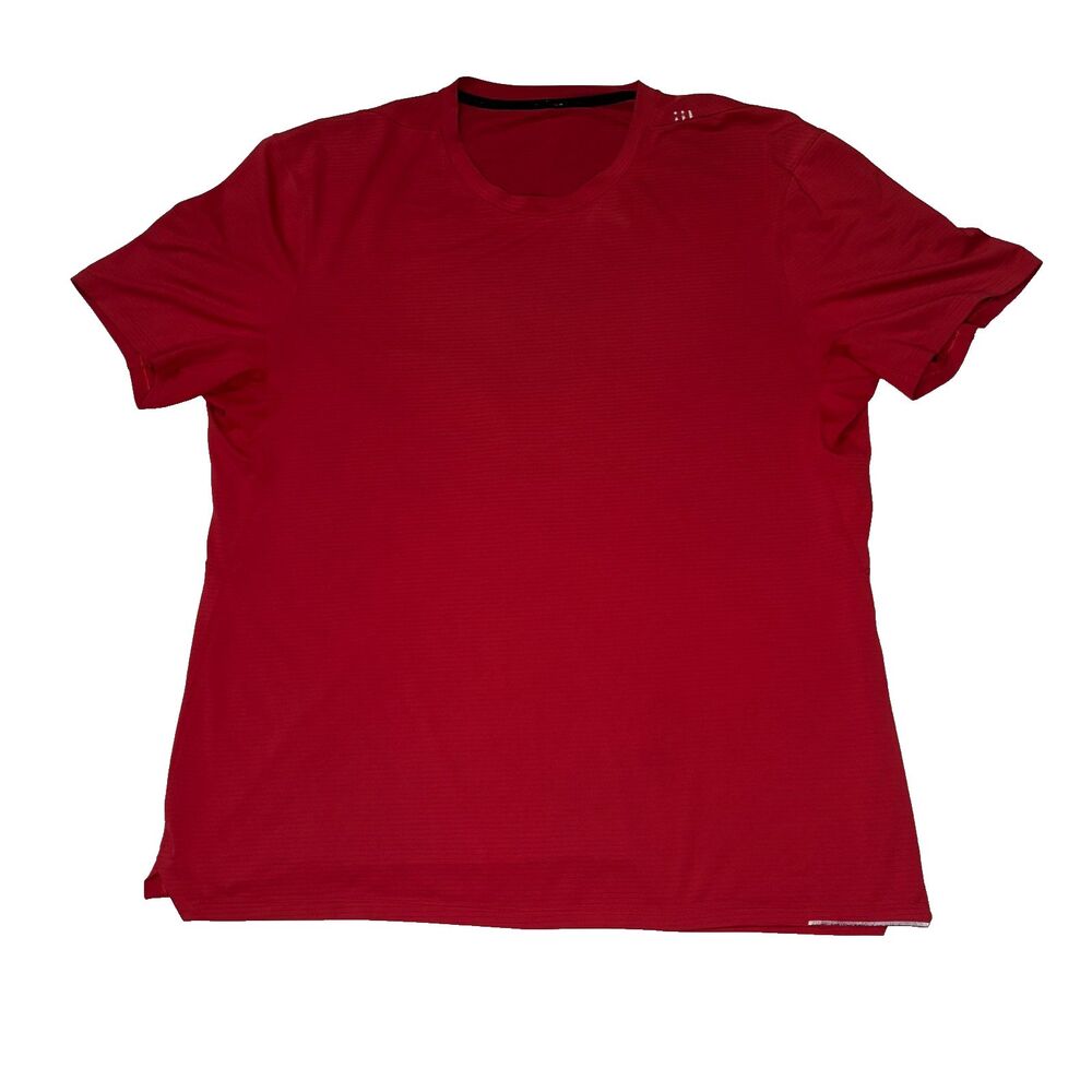 Lululemon Men's Red Metal Tech Short Sleeved Performance T-Shirt Large Crew Neck